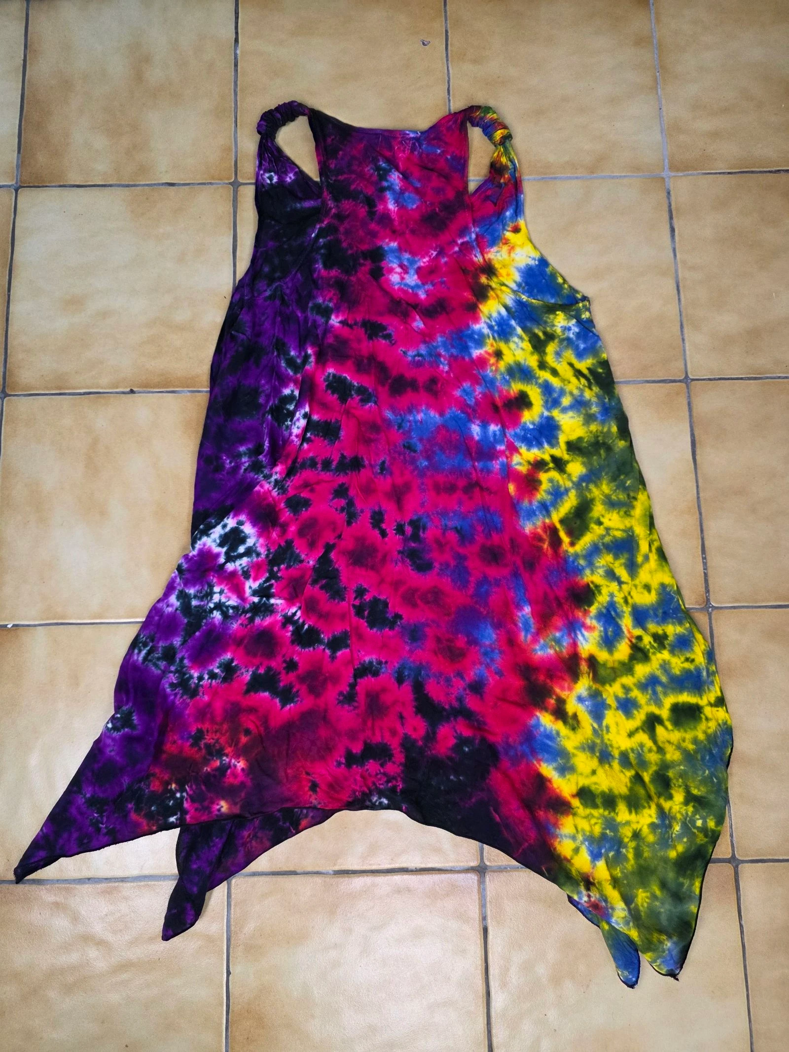 Boho fairy vintage Y2K tie-dye asymmetrical dress one size – photo 9